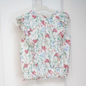 Janie and Jack Floral Kids Top - White and Multicolor
